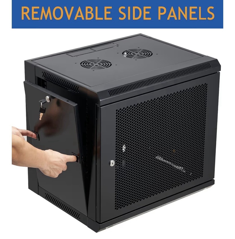 9U Wall Mount Server Cabinet Network Rack With Vented Enclosure Deep Door Lock