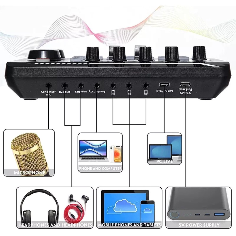 Multi-function Sound Card F998 Audio Processing Equipment Easy to operate