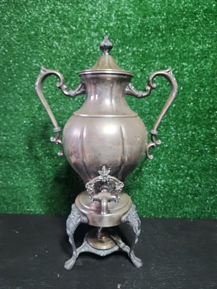 Vintage Beverage Dispenser W Burner Silver Over Copper - Sheridan Silver Company