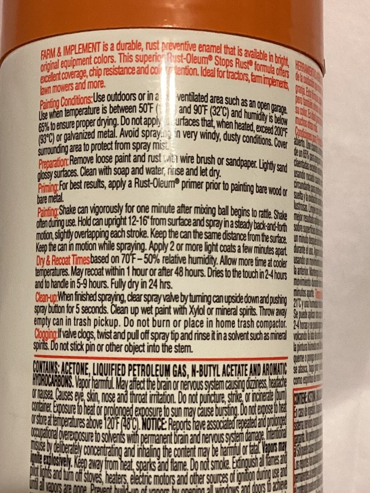 One 12 Oz Can Rust-Oleum FARM & IMPLEMENT Spray Paint
