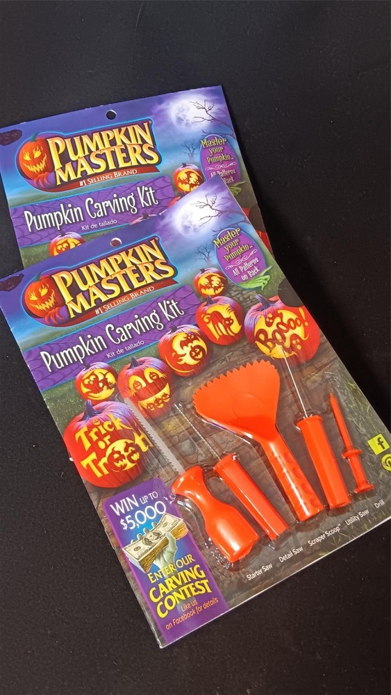2 Pack Pumpkin Masters Halloween Pumpkin Carving Set with 10 Patterns NEW