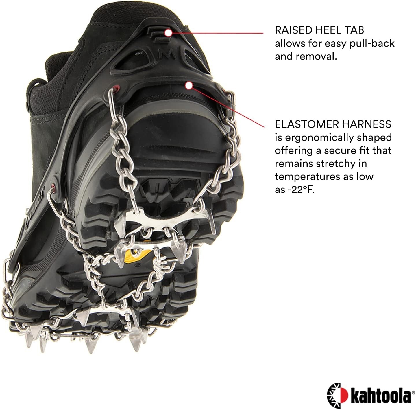 2023-2024 Kahtoola MICROspikes -snow, ice, trail hiking crampons - BLACK, MEDIUM