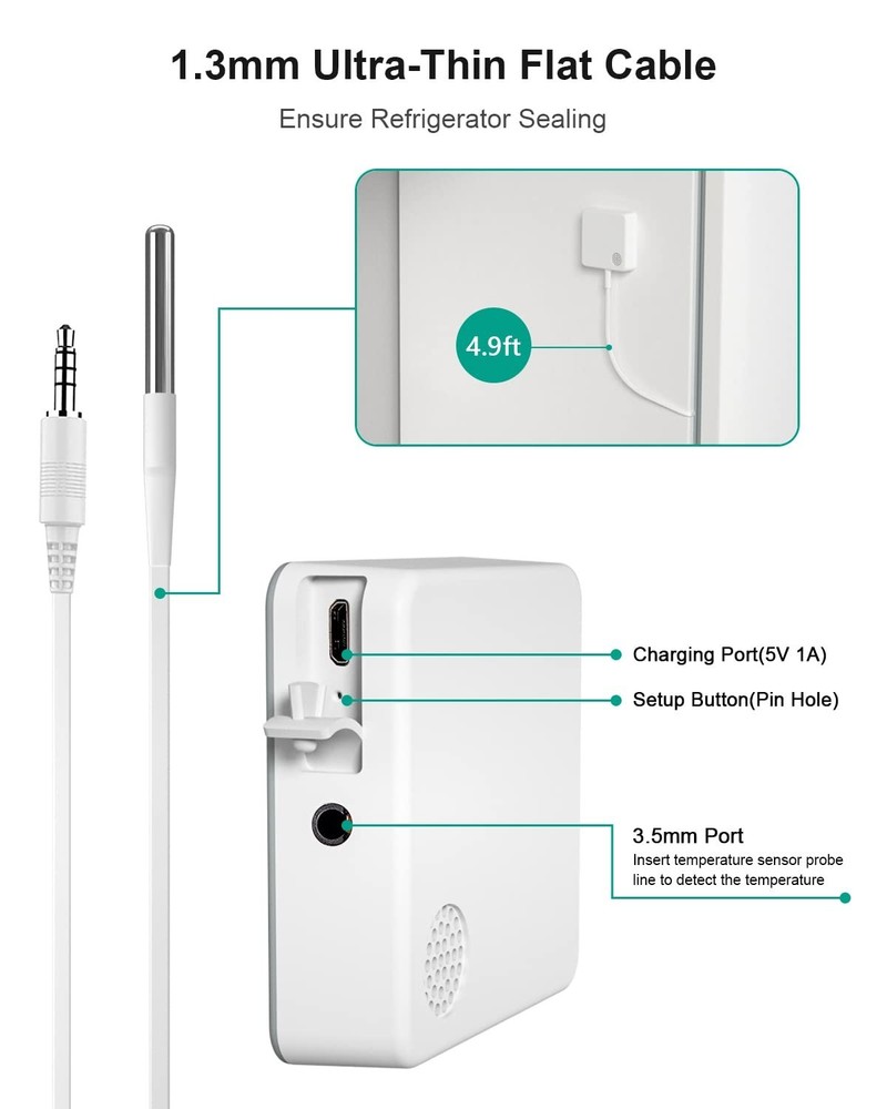 WiFi Thermometer Freezer Alarm, Email Alert, App Notification, Data Record Ex...