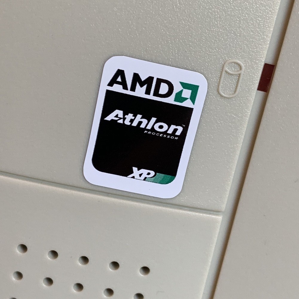 AMD Athlon XP Processor Computer Case Badge FLAT Sticker Retro PC