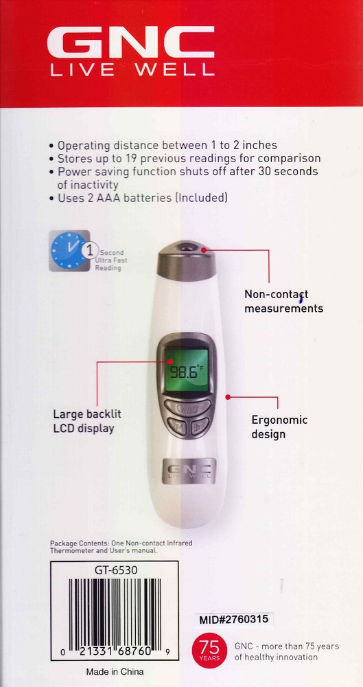 GNC Sani Temp Non-Contact Infrared Thermometer