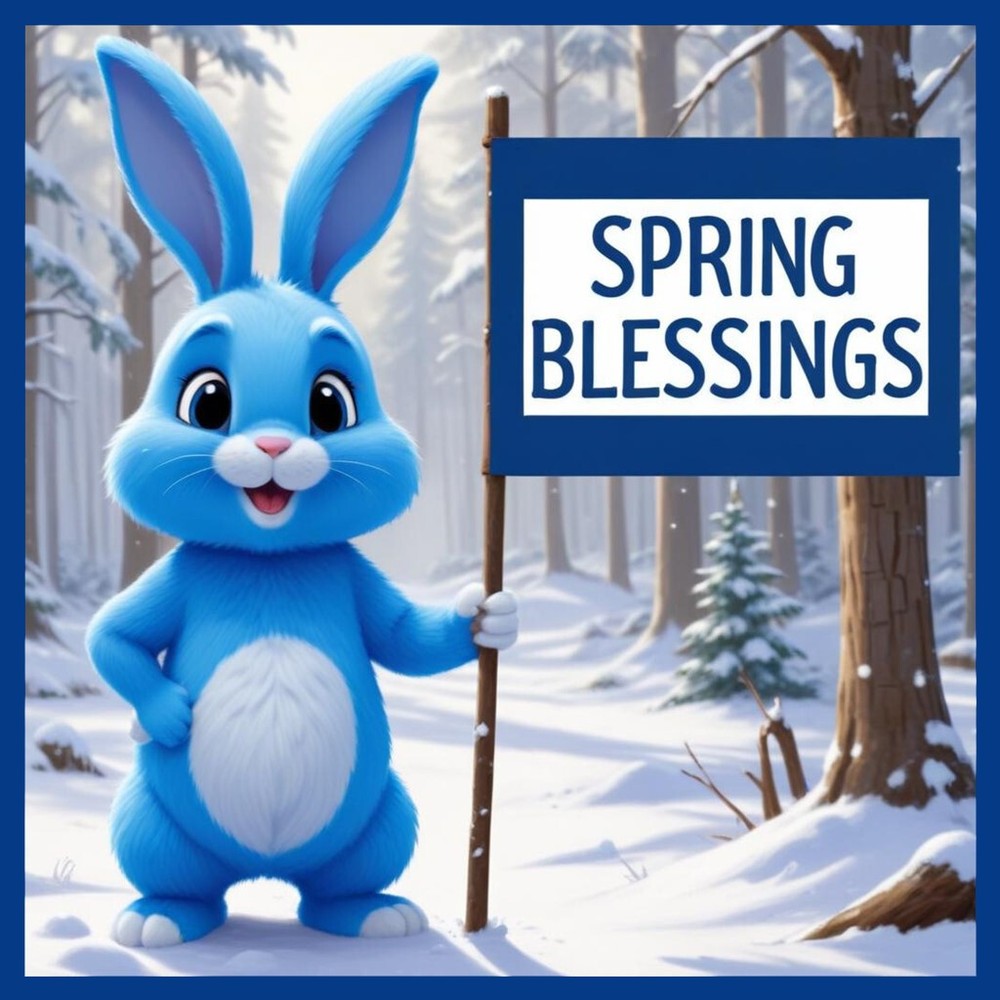 30 Custom Spring Blessings Blue Bunny Personalized Address Labels