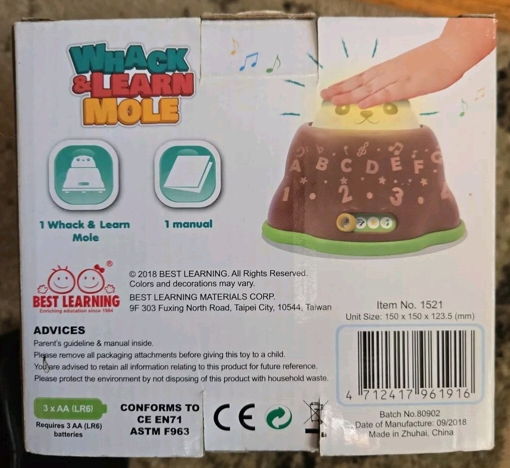 Whack and Learn Mole - Educational Interactive Light-Up Toy for Infants Babie...
