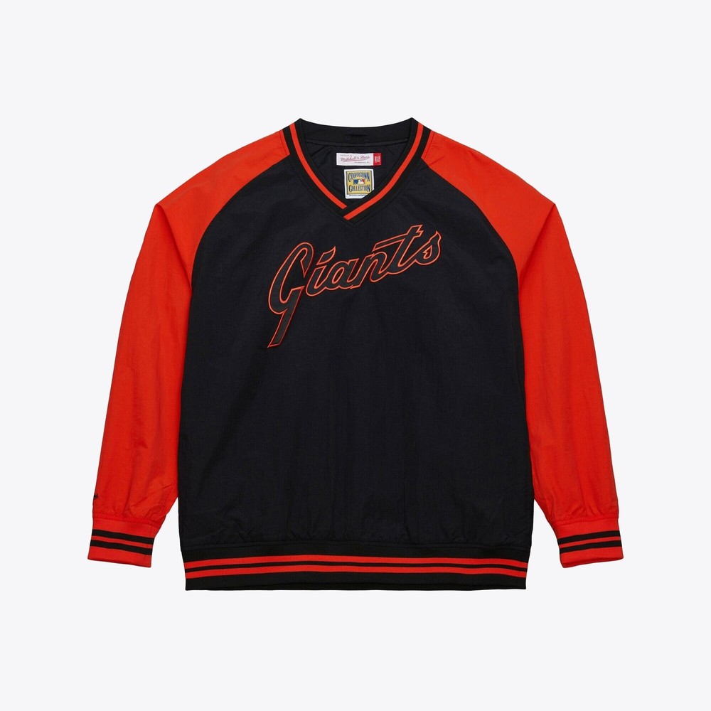 MENS MITCHELL & NESS MLB NYLON PULLOVER JACKET VINTAGE LOGO GIANTS