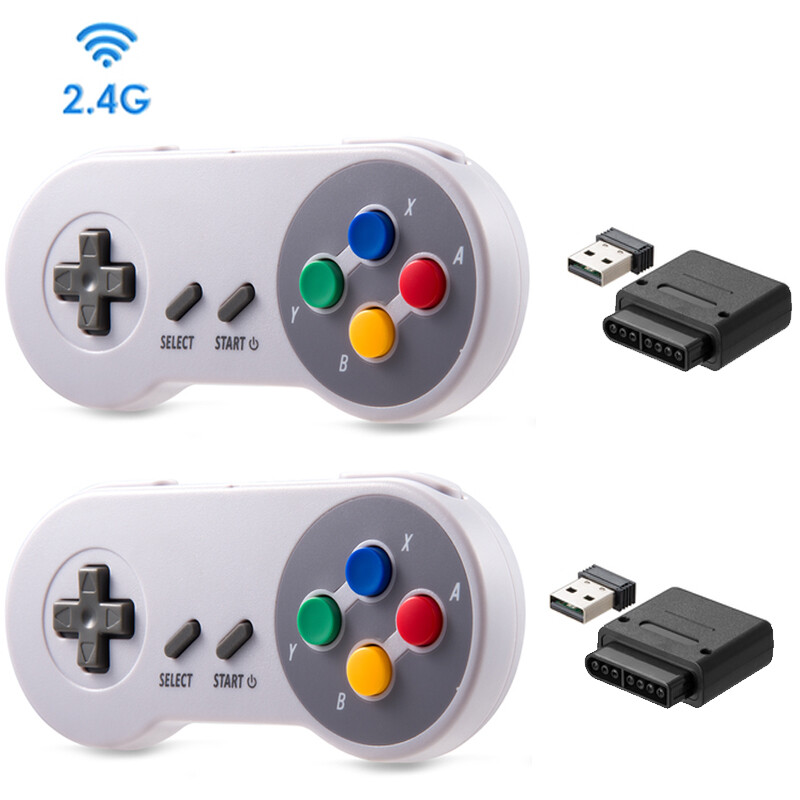 2x Wireless SNES Controller Remote Gamepad For Original Super SNES Console & SFC