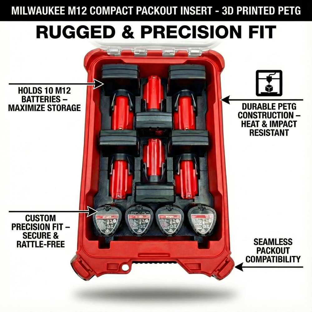 Milwaukee Compact Packout Organizer M12 Battery Storage Insert