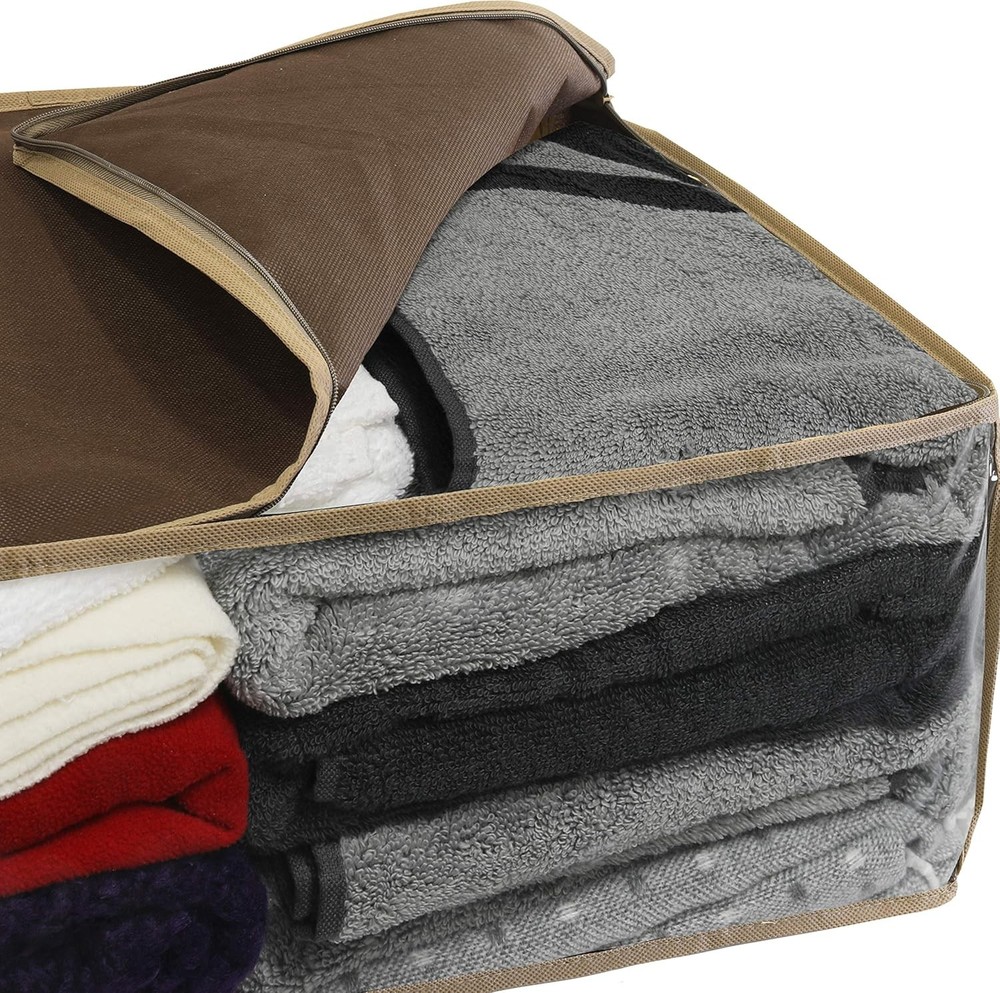 Simple Houseware 3 Pack Foldable Closet Organizer Clothing Medium, Brown