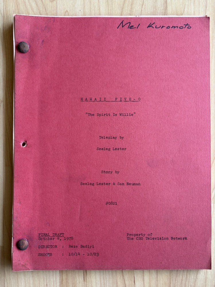 Hawaii Five-O 'The Spirit Is Willie' Original Script Final Draft 1978