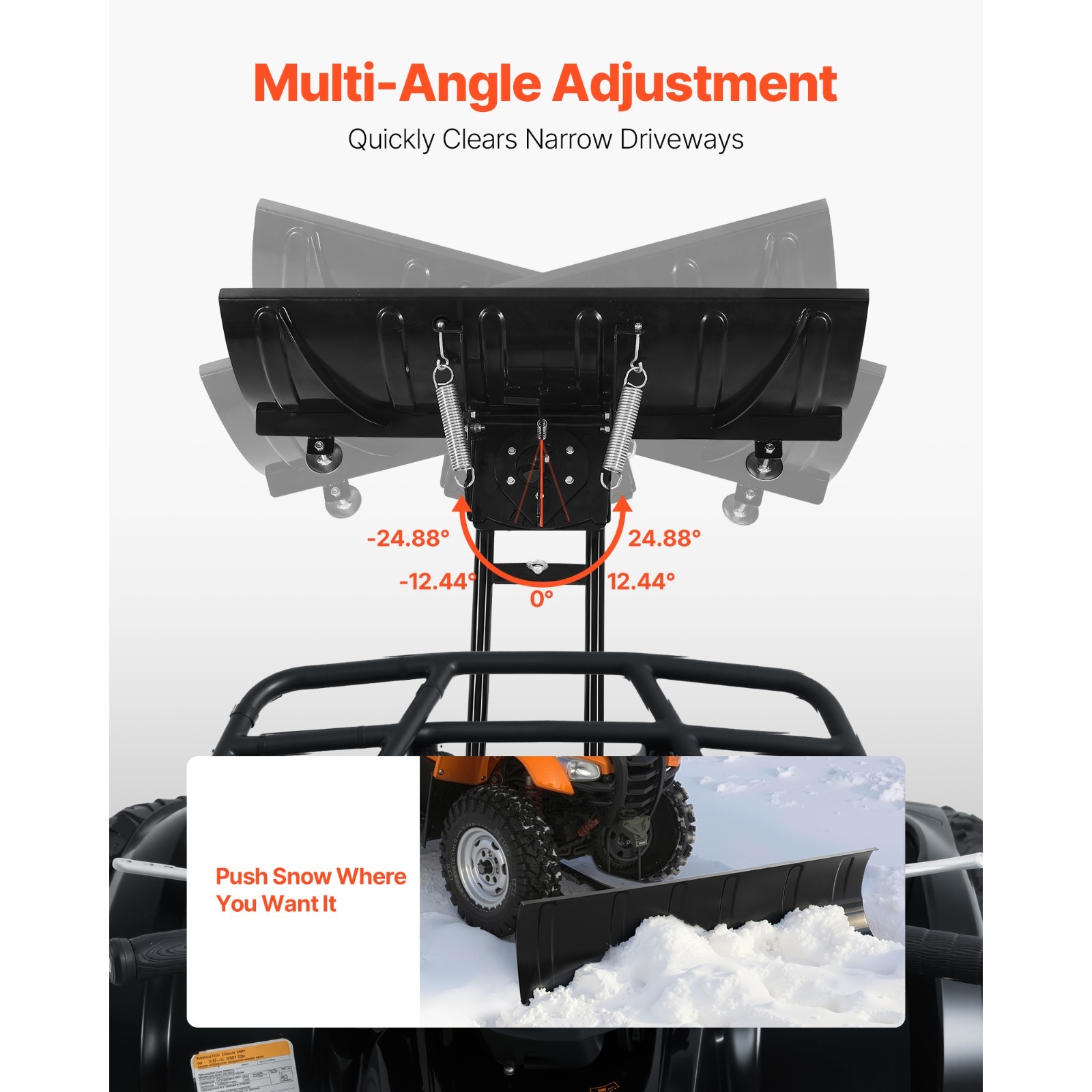 Uimoso Universal UTV ATV Snow Plow Blade Kit 48" 60" 43" / 60" / 72" Adjustable