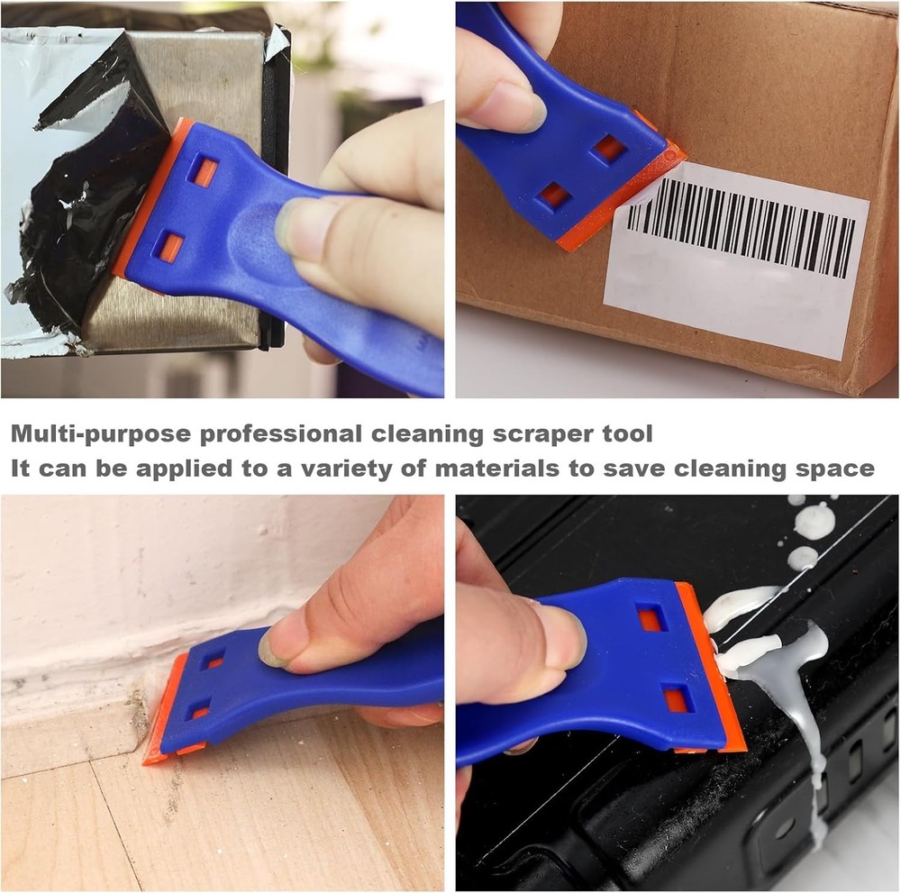 4pcs Plastic Razor Blade Scraper Tool 120pcs Plastic Blades Cleaning Scraper