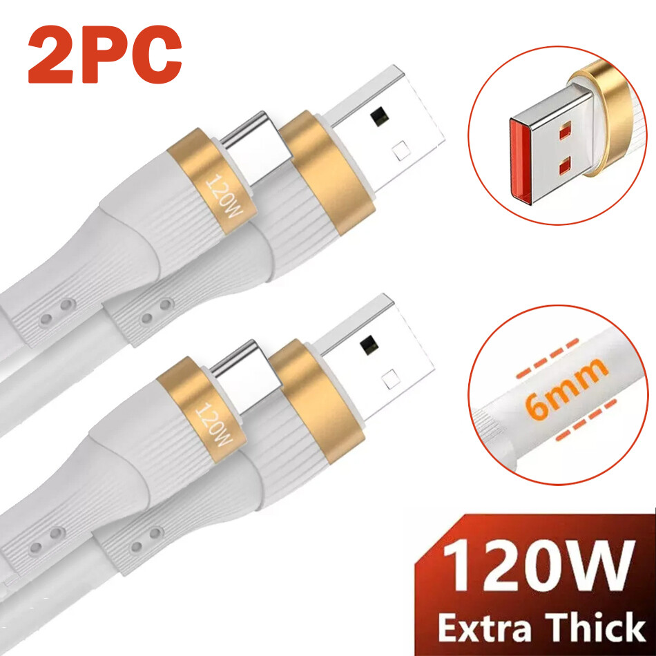 120W 6A EXTRA THICK USB TYPE C CABLE FAST CHARGING WIRE USB-C Charger Data Cord
