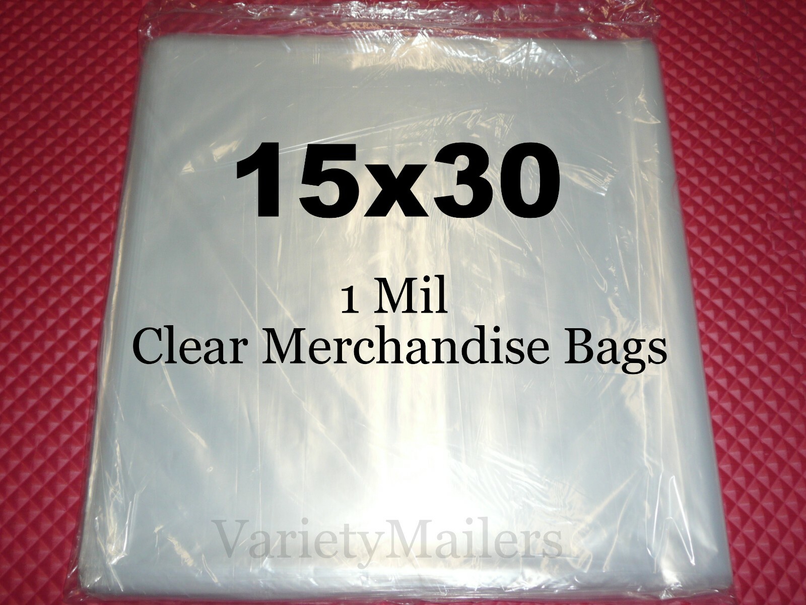 100 LARGE Merchandise Bags 15''x 30'' Clear 1 Mil Plastic Apparel Bags 15x30