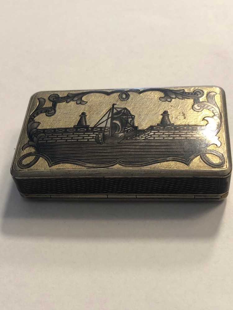 Russian Antique Niello Snuff Box