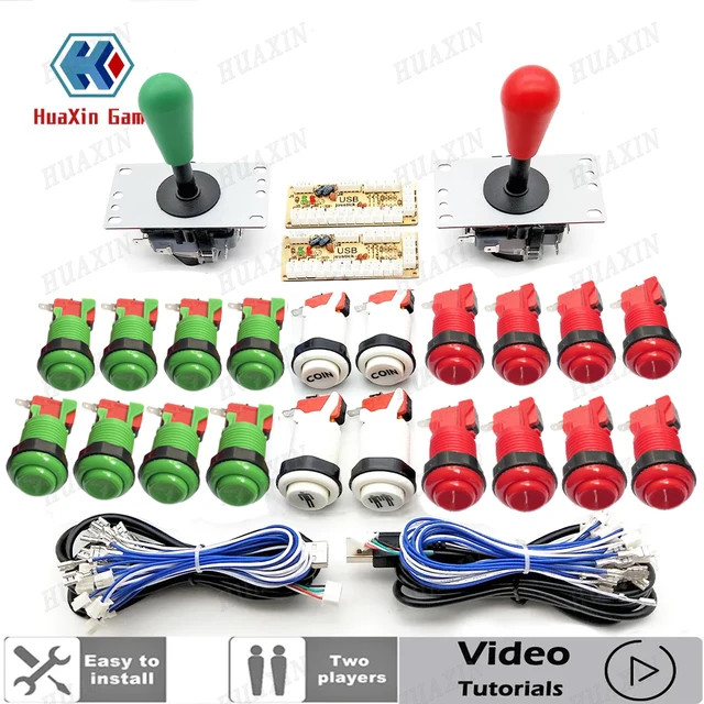 2 Players Arcade Buttons and Joystick HAPP Kit Controller USB Encoder MAME DIY