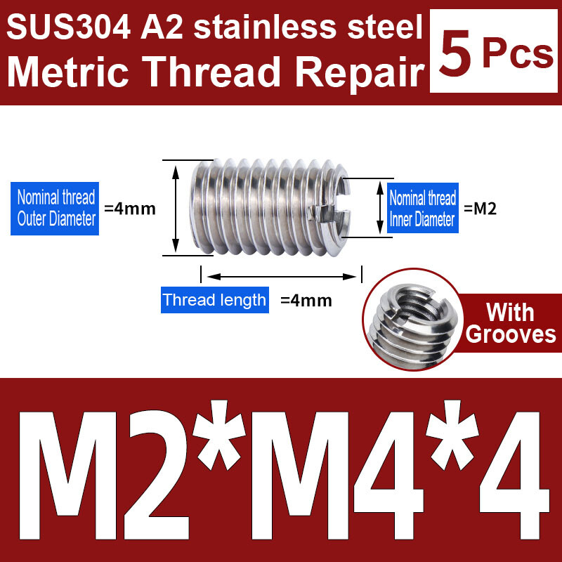 HQ Metric M2 ~ M16 Nut Insert Thread Repairing Metal Threads Conversion SUS304