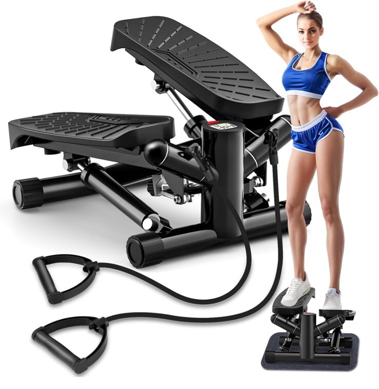 Steppers for Exercise at Home, Mini Stepper with Resistance Bands Full Body Work