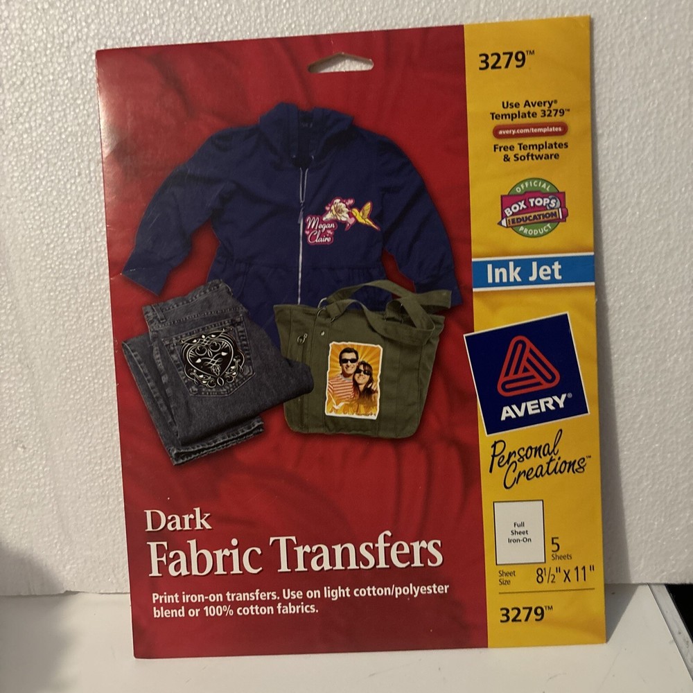 Avery Dark Fabric Transfers 3279 - 5 Sheets