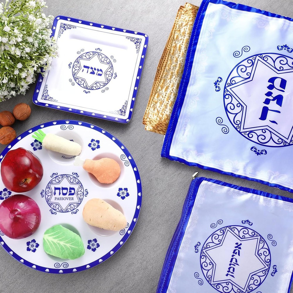 Passover Seder Plate Set - 4 Pcs Renaissance 12 Inch Ceramic Tableware