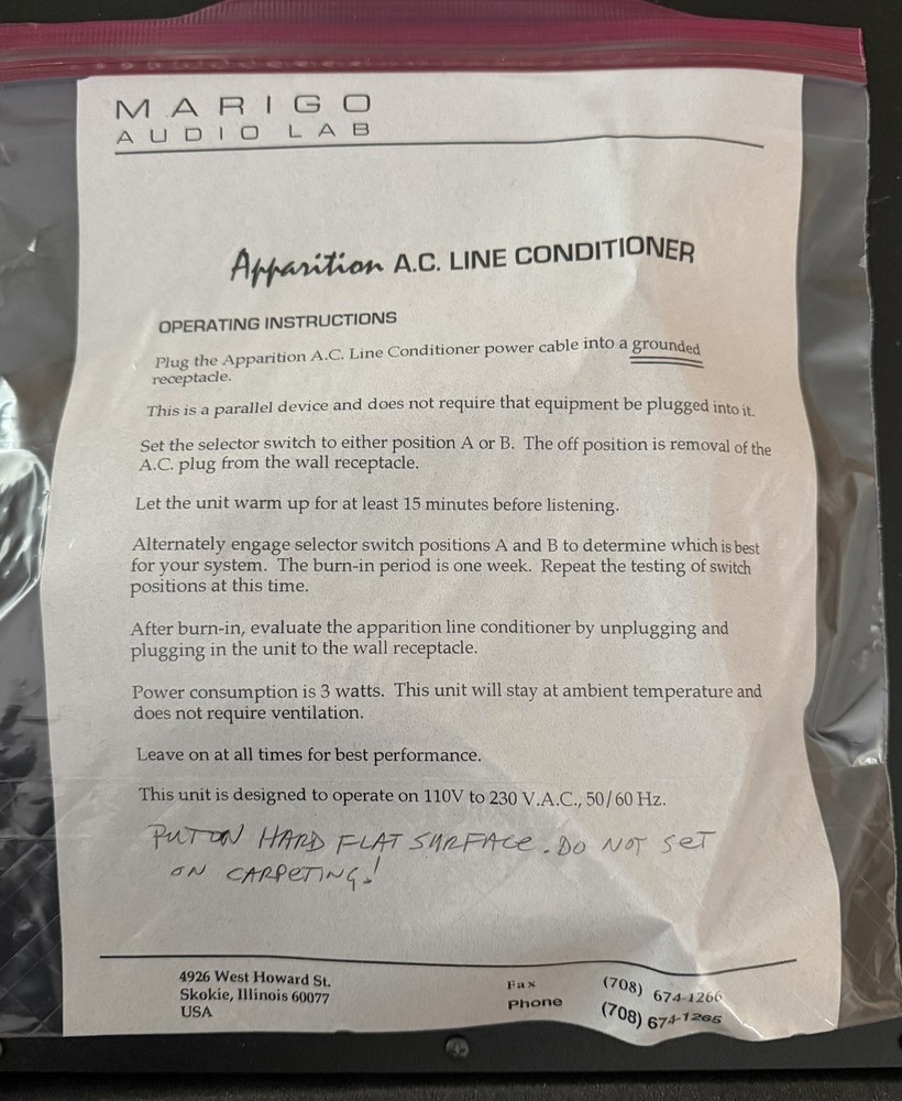 Marigo Audio Lab Apparition Series 2 Reference AC Line Conditioner