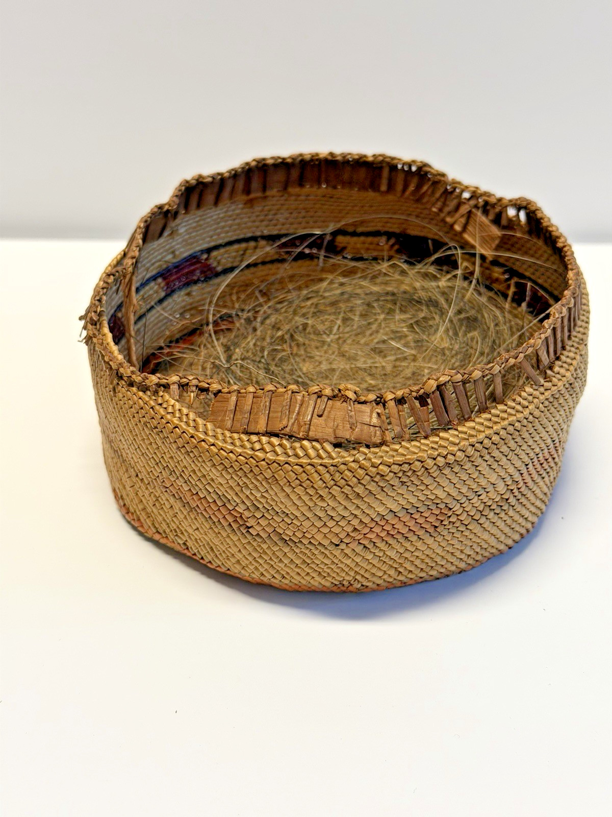 Antique Native American Indian Makah Lidded Woven Basket; Late 1890's; Lot #G7