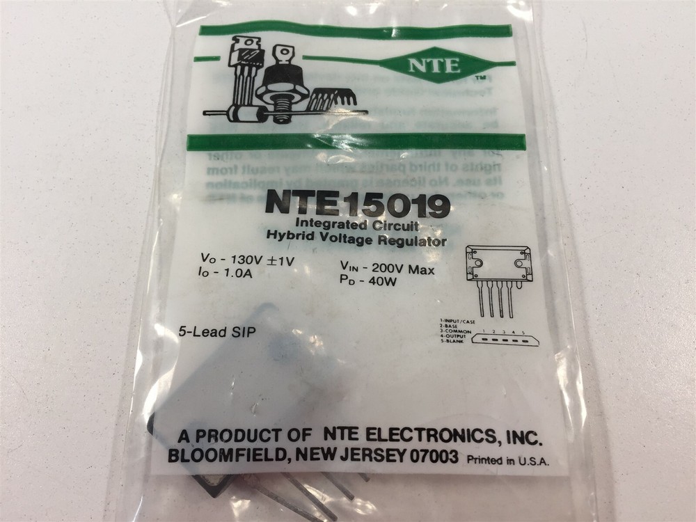 (1) NTE NTE15019 Integrated Circuit TV Fixed Voltage Regulator