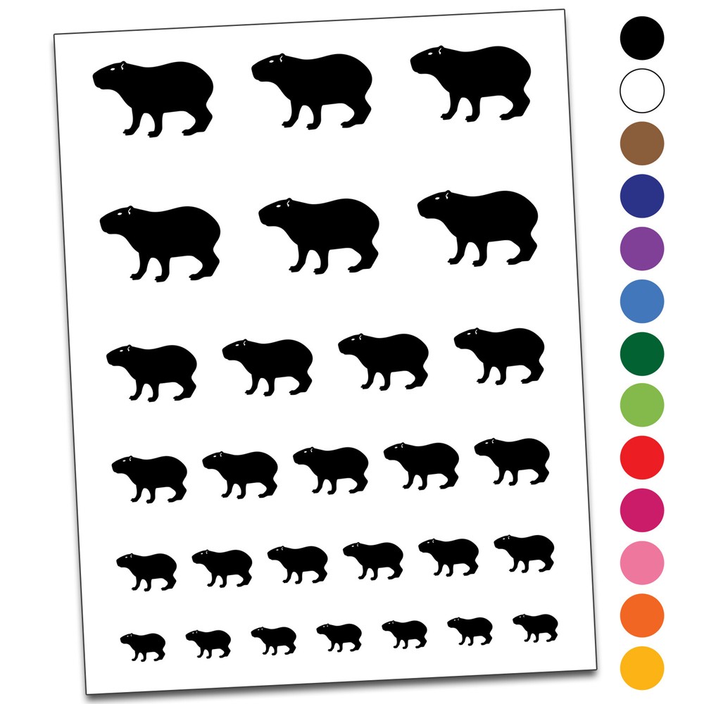 Capybara Standing Silhouette Temporary Tattoo Water Resistant Set