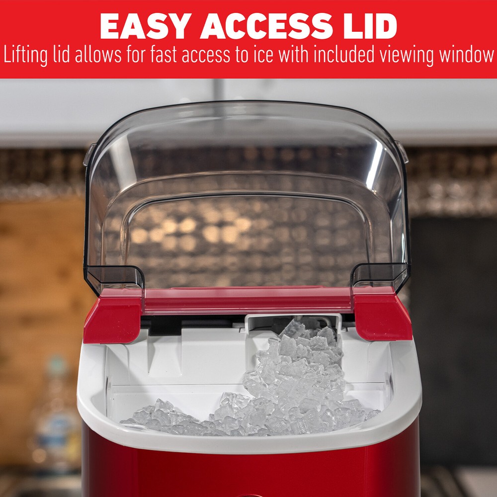 Deco Chef 33LB Per Day Countertop Ice Maker, 1-Click Auto Operation, Red