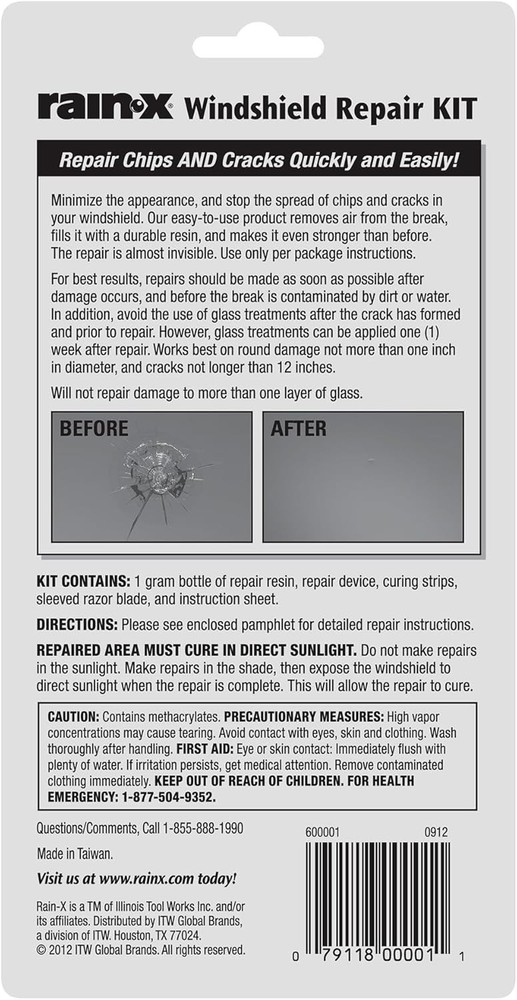 Rain-X 600001 Windshield Repair Kit - Quick and Easy Durable Resin Based...