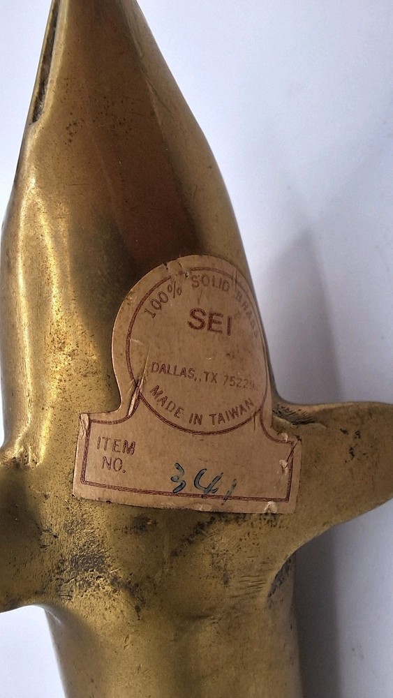 Vintage Solid Brass Dolphin Door Knocker Heavy Retro Nautical Fish
