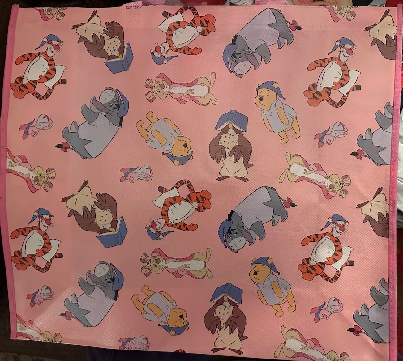 Disney’s Winnie The Pooh Pajama Characters Reusable Tote Bag, Large, NEW