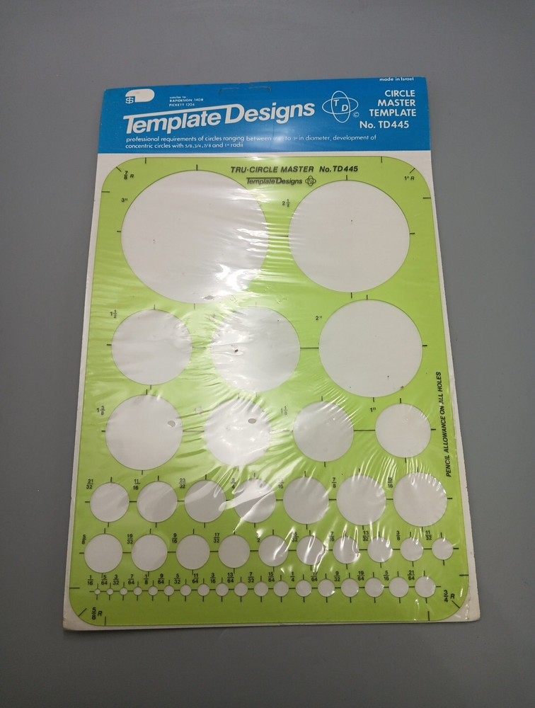 Vtg TD445 Circle Guide Template Design Drawing & Drafting Tool Artists Architect