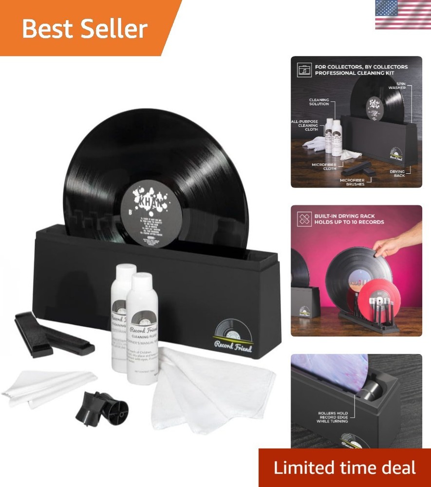 Vinyl Record Cleaning Kit with Spinner Machine & Solution - Preserve Sound & ...