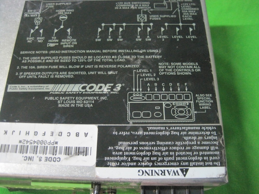 CODE 3 model PSE 3999RLS amplifier AA741