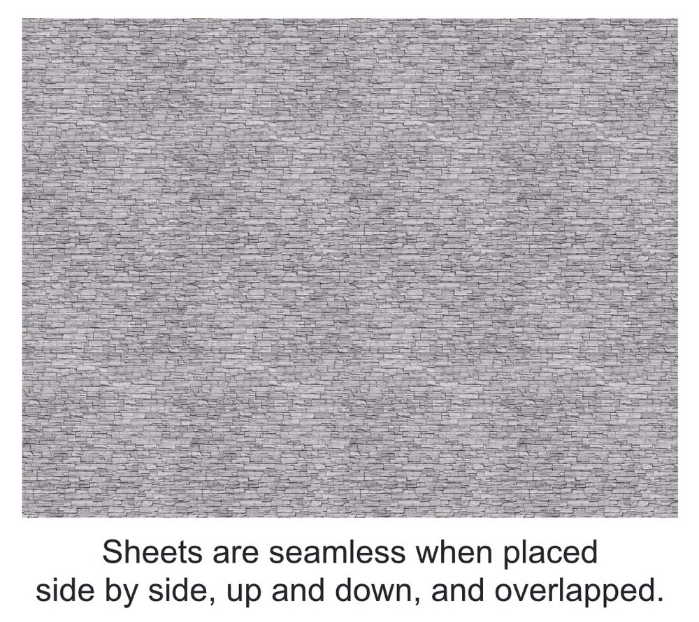 Z Scale Stone Model Train Scenery Sheets –5 Seamless 8.5x11 Gray