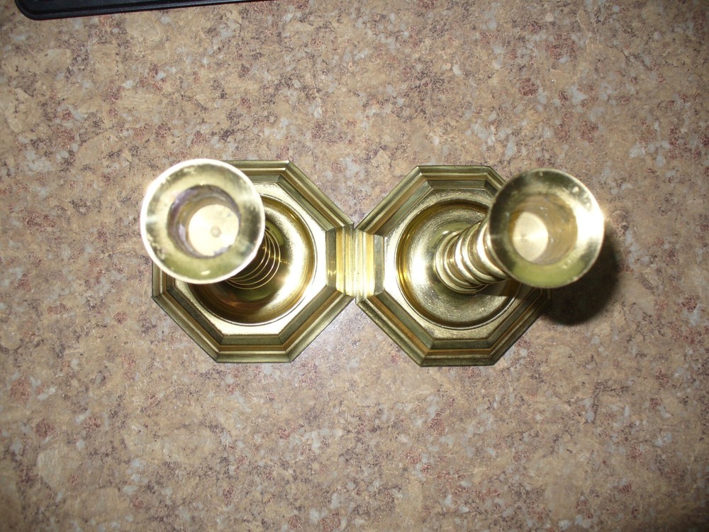 TWO ~ 7" Hand Polished Brass Candlesticks~ Hallmark (Pre-1997)