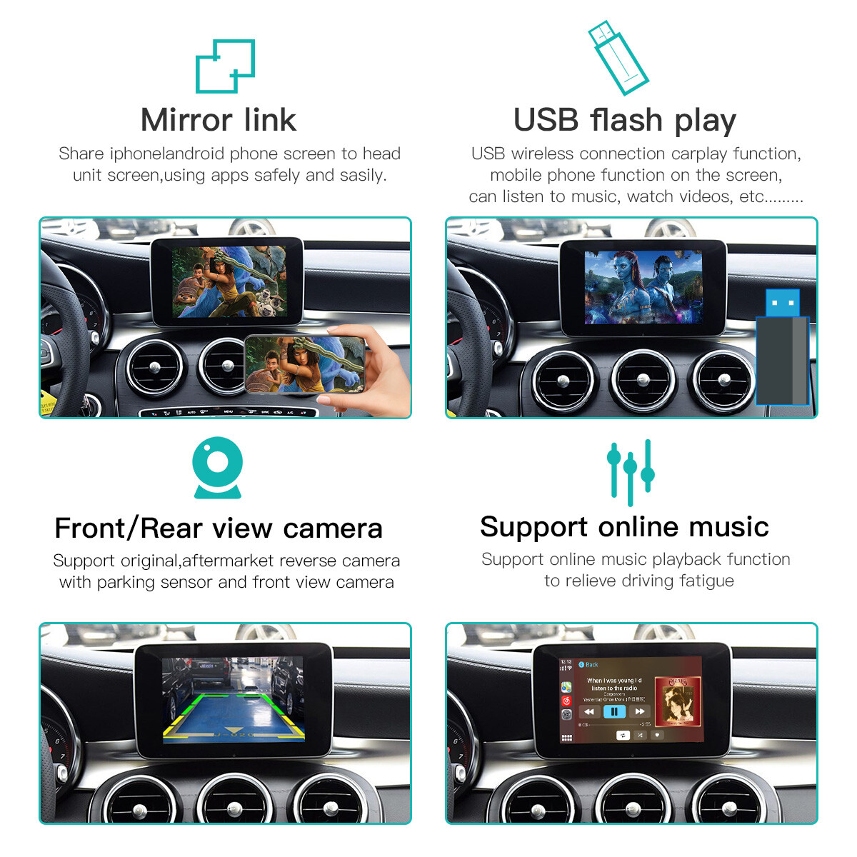Wireless CarPlay Android Auto Module For Mercedes Benz NTG5.0 GLC X253 2015-2018