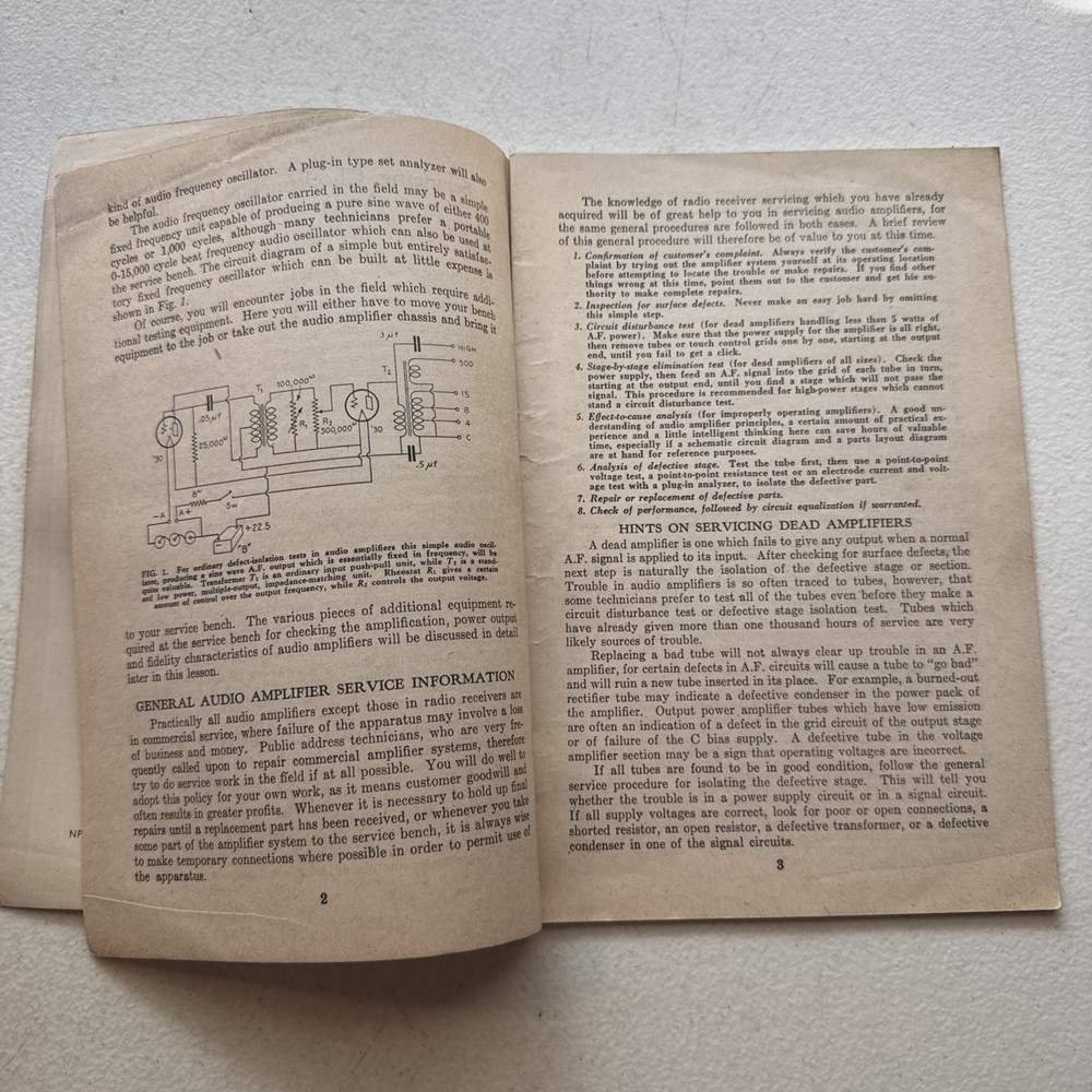 National Radio Institute 1948 Servicing, Checking & Equalizing Audio Amplifiers