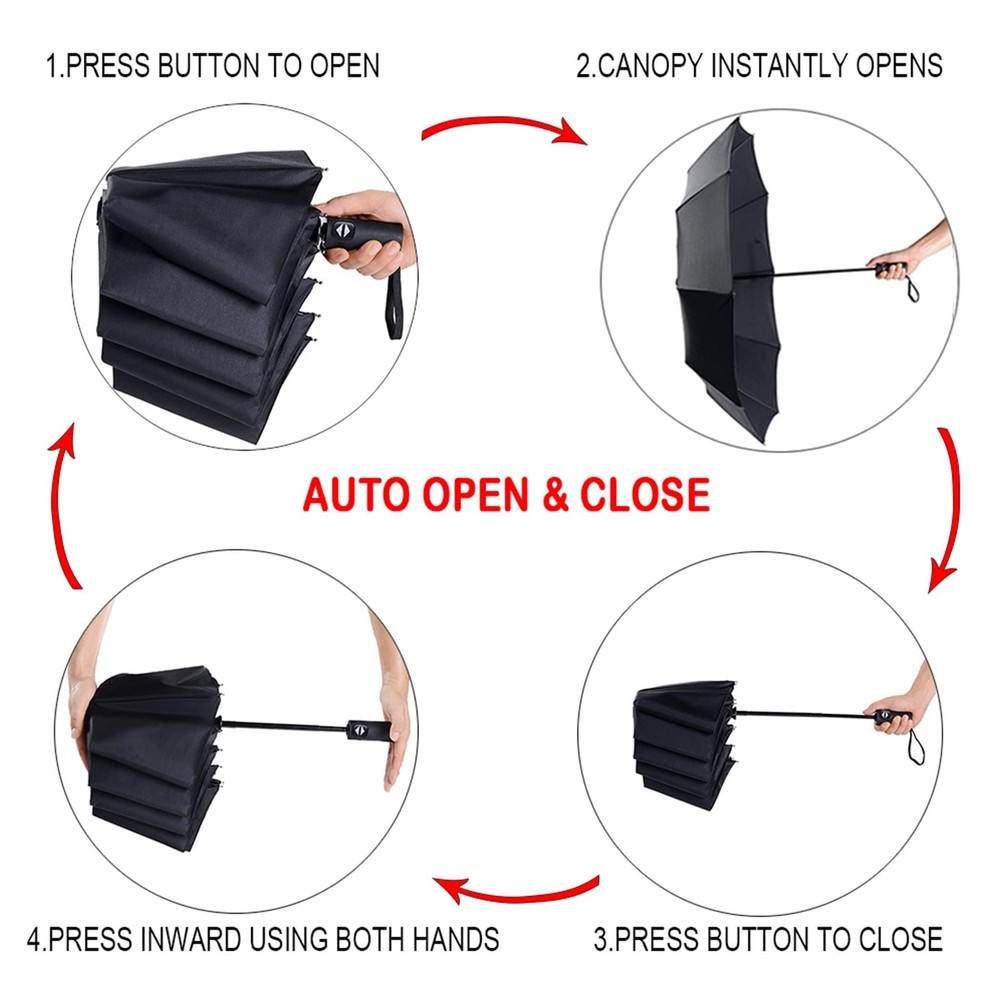 NPCQUN Travel Essentials Umbrella Windproof Compact Collapsible Light, Automatic