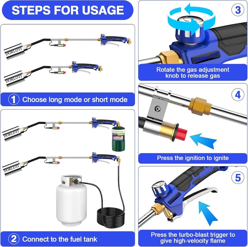 Durable Propane Torch Kit with 12.5FT Multi-Layer Hose - Certified Safety