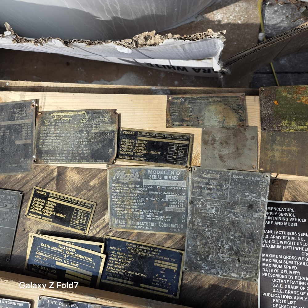 WWll Vehicle Data Plates US & FOREIGN