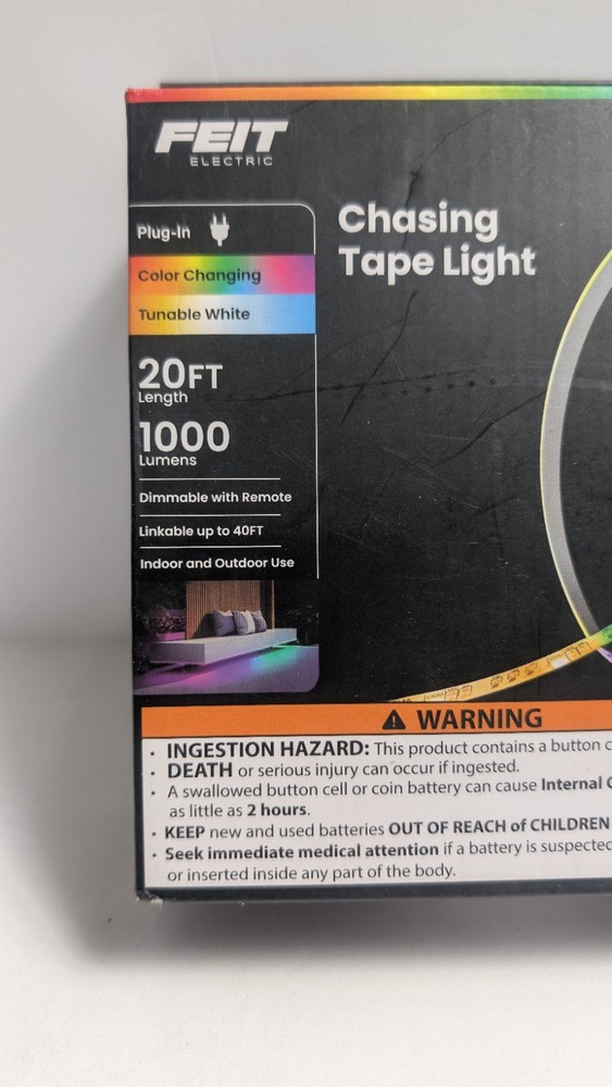 Feit Electric Chasing LED Tape Light 20FT Color Changing Tunable White + Remote