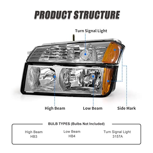 Headlight Assembly OE Replacement Chrome Housing Amber Reflector Clear Lens