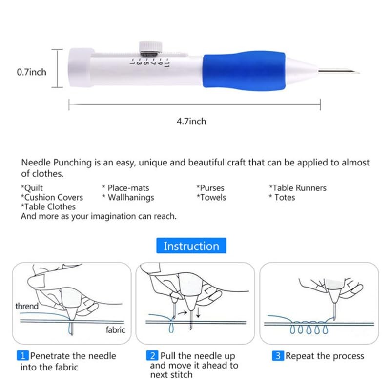 DIY Embroidery Pen Punch Needle Kit with Comfortable Handle for Thread Embroi...