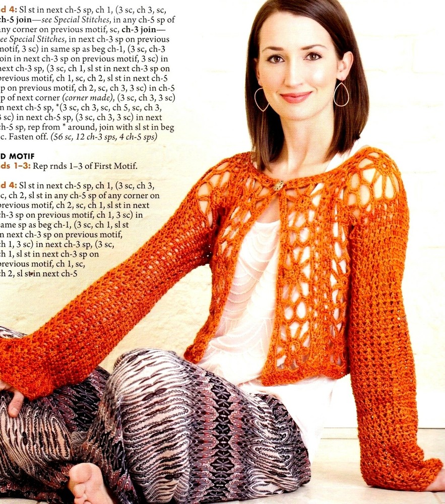 LOVELY Burnt Orange Cropped Jacket/Apparel/Crochet Pattern INSTRUCTIONS ONLY