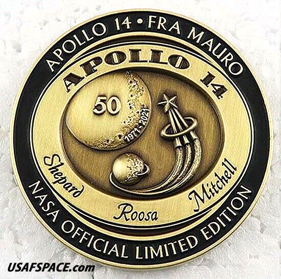 APOLLO-14 - 50th Anniversary - LUNAR FLOWN METAL - NASA MEDALLION - COA - MINT