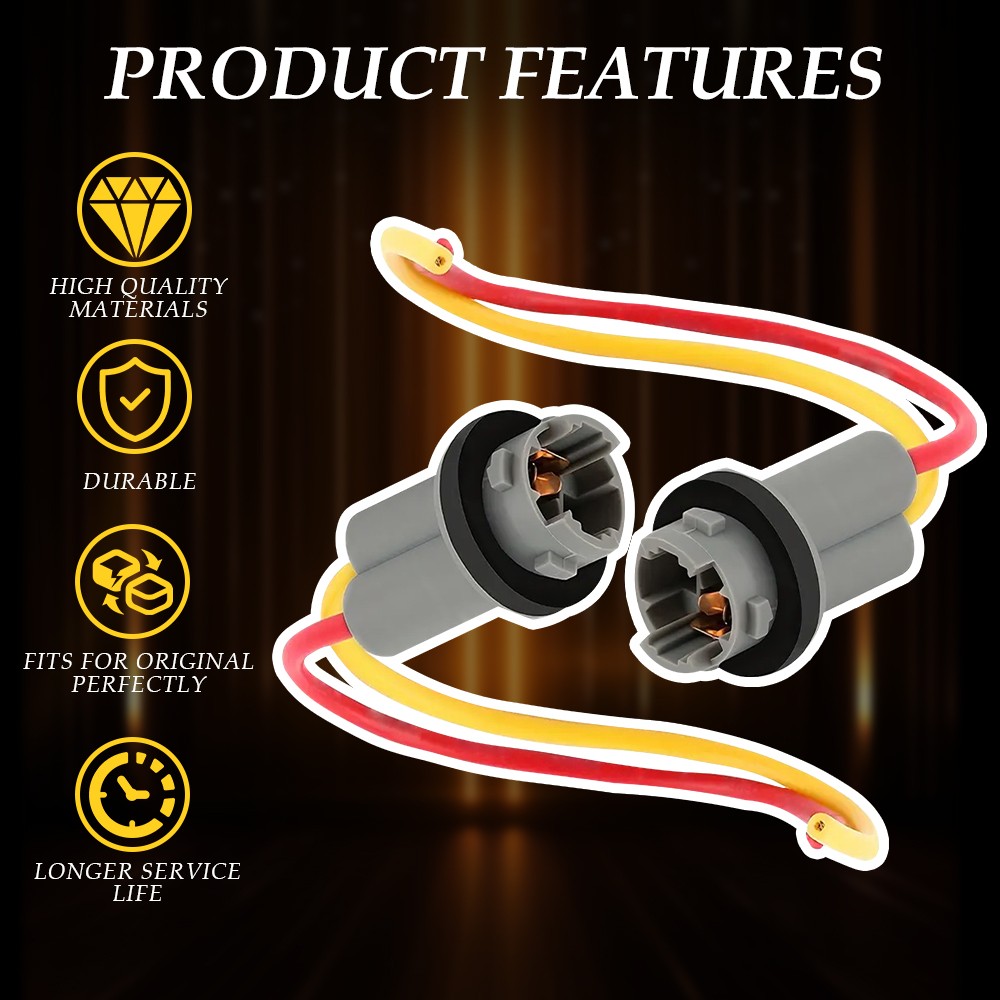 2X T10 194 921 Bulb Socket Dome Side Marker Light Harness Wire Plug Connectors
